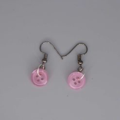 pink button earrings length 10mm width 10mm