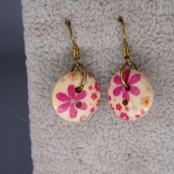 patterned button earrings length 15mm width 15mm 1