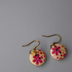 patterned button earrings length 15mm width 15mm