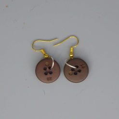 brown button earrings length 18mm width 18mm