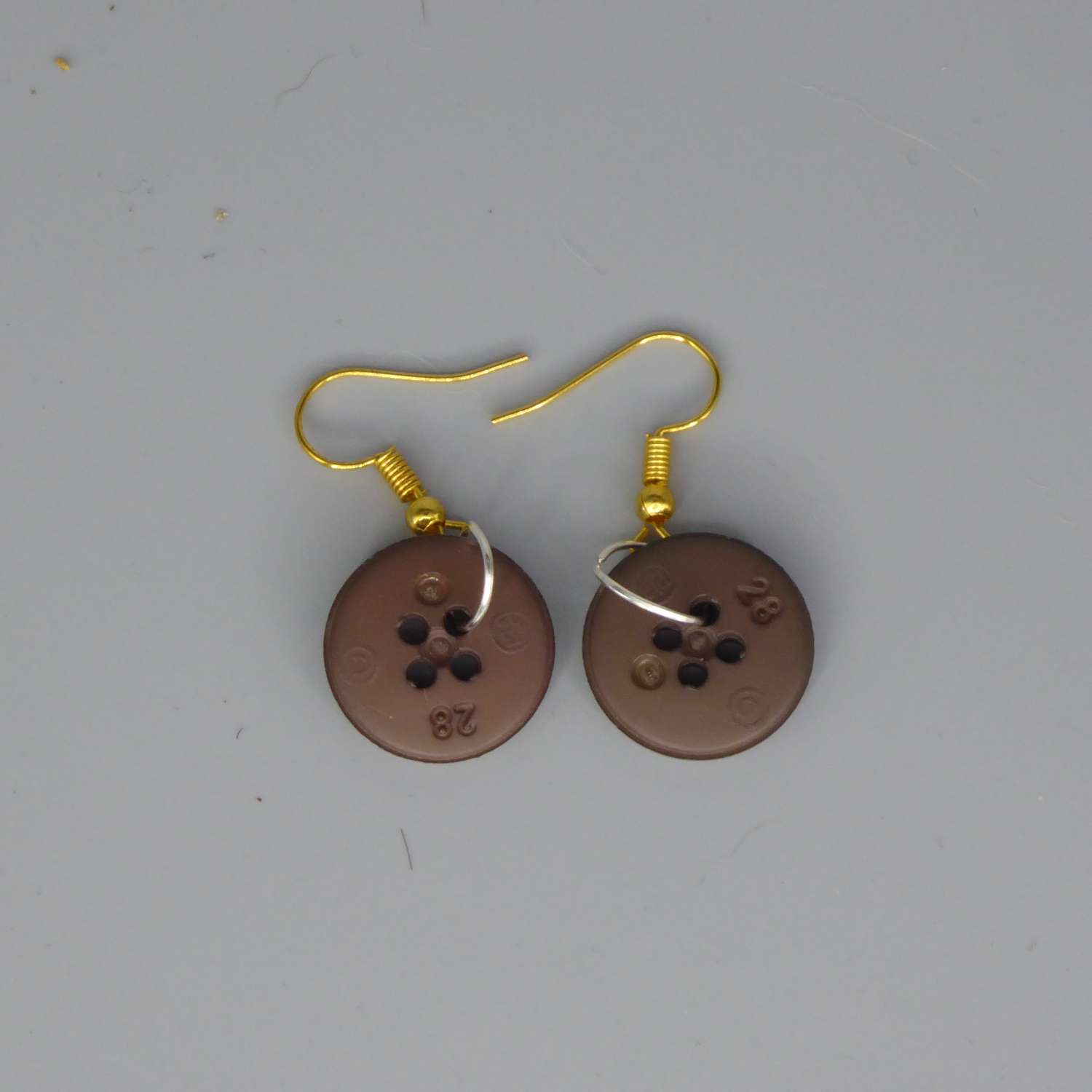 brown button earrings length 18mm width 18mm brown button earrings length 18mm width 18mm