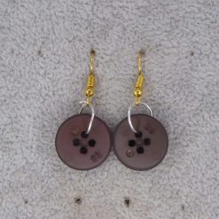 brown button earrings length 18mm width 18mm 2 brown button earrings length 18mm width 18mm 2