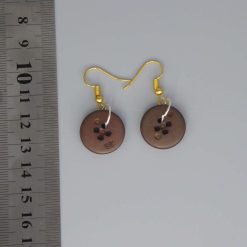 brown button earrings length 18mm width 18mm 1 brown button earrings length 18mm width 18mm 1