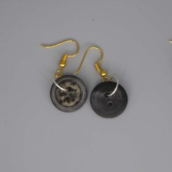 black button earrings length 17mm width 17mm