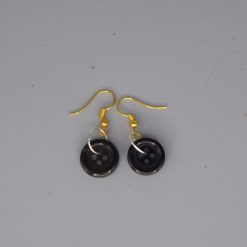 black button earrings length 15mm width 15mm