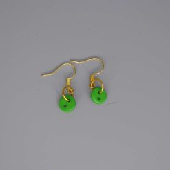 green button earrings length 7mm width 7mm
