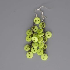 green button earrings length 46mm width 21mm