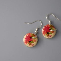 patterned button earrings length 15mm width 15mm