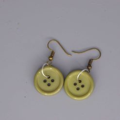 green button earrings length 20mm width 20mm