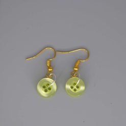 green button earrings length 10mm width 10mm