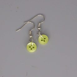 green button earrings length 7mm width 7mm