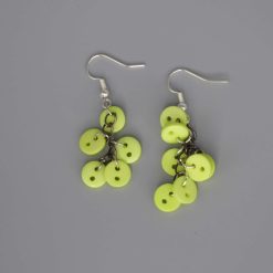 green button earrings length 40mm width 22mm