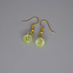 green button earrings length 9mm width 9mm