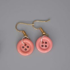 pink button earrings length 14mm width 14mm