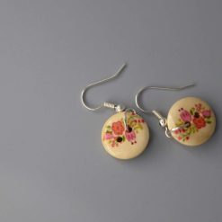 patterned button earrings length 15mm width 15mm