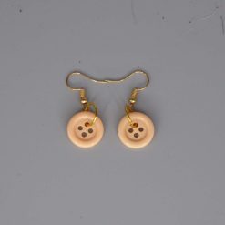 light brown button earrings length 15mm width 15mm