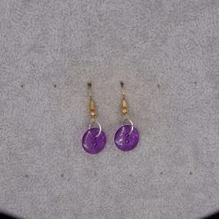 purple button earrings length 11mm width 11mm 1