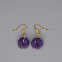 purple button earrings length 15mm width 15mm
