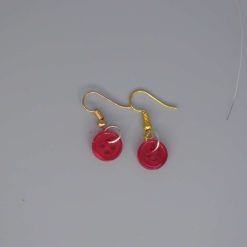 red button earrings length 10mm width 10mm