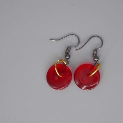 red button earrings length 15mm width 15mm