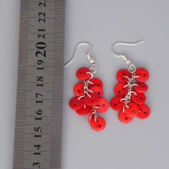 red button earrings length 40mm width 23mm 2 red button earrings length 40mm width 23mm 2