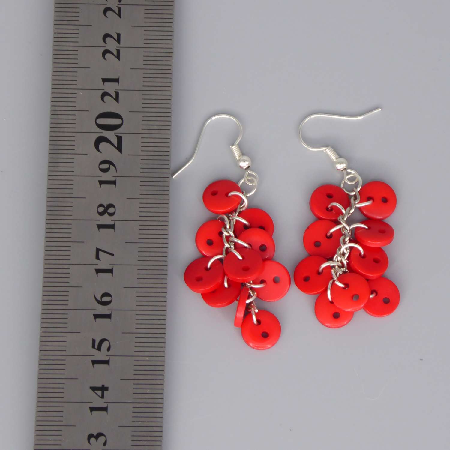 red button earrings length 40mm width 23mm red button earrings length 40mm width 23mm