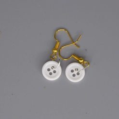 white button earrings length 10mm width 10mm