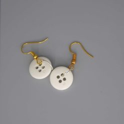 white button earrings length 15mm width 15mm