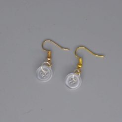 white button earrings length 10mm width 10mm