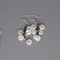 white button earrings length 29mm width 18mm