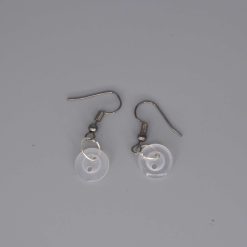 white button earrings length 10mm width 10mm