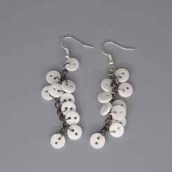 white button earrings length 52mm width 20mm