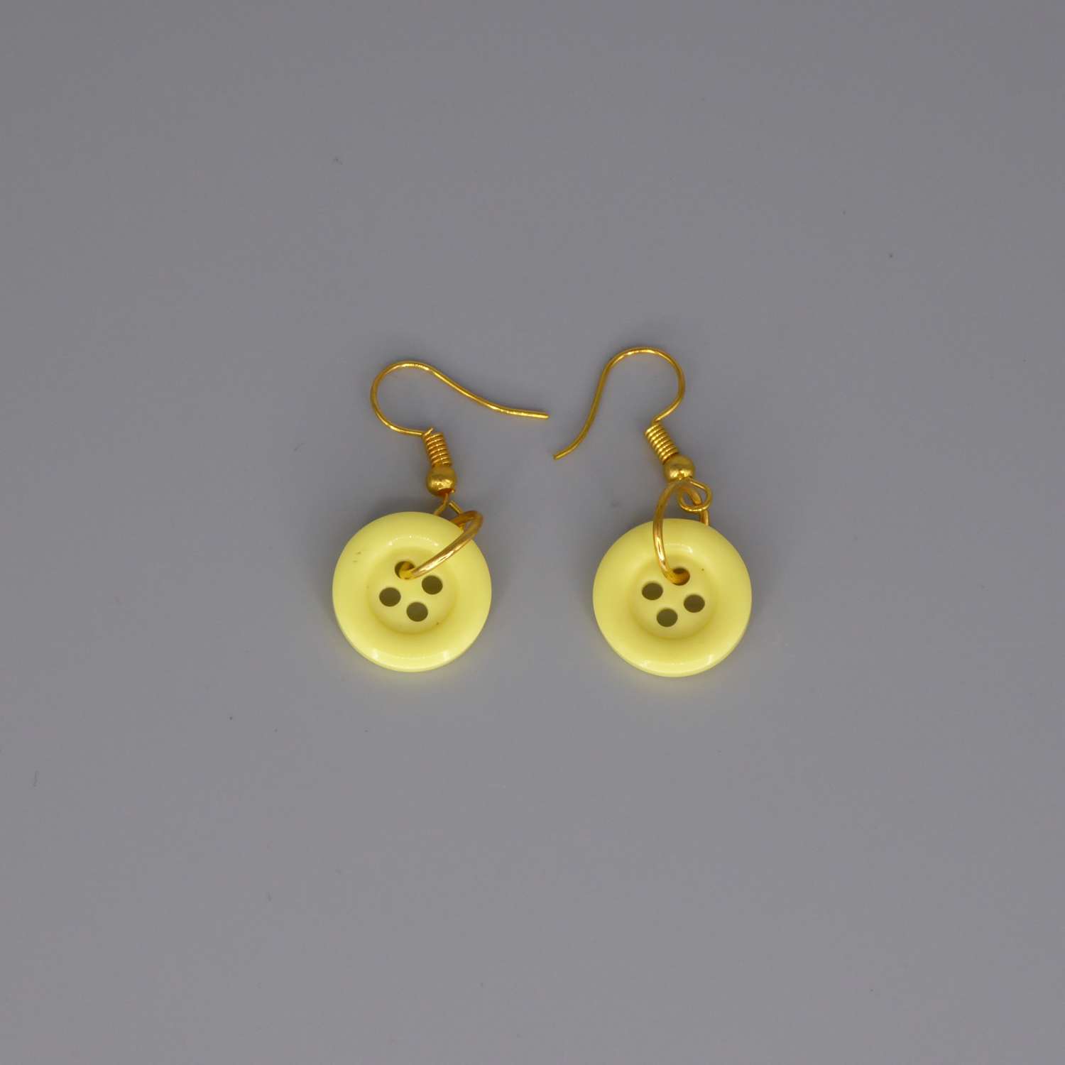 yellow button earrings length 15mm width 15mm yellow button earrings length 15mm width 15mm