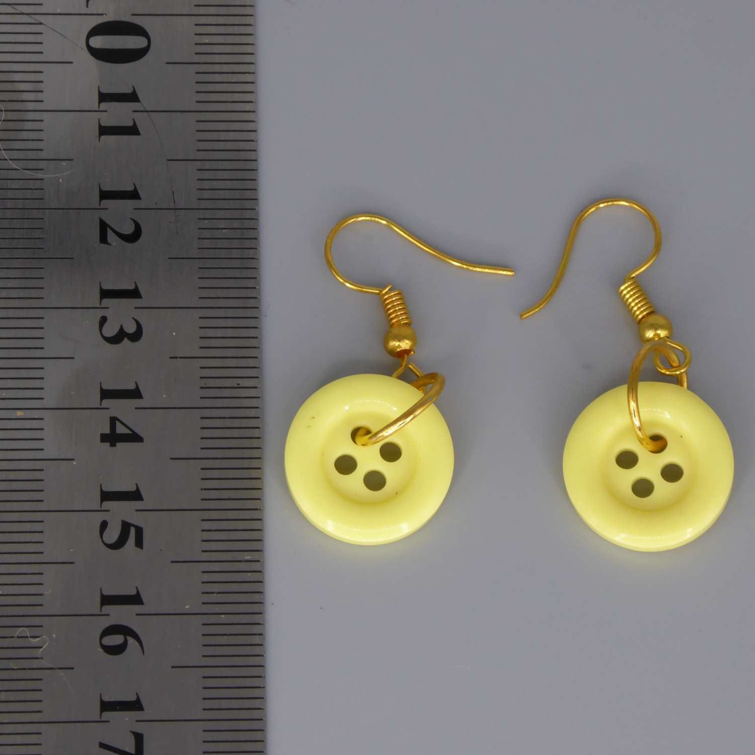 yellow button earrings length 15mm width 15mm yellow button earrings length 15mm width 15mm