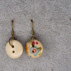 patterned button earrings length 15mm width 15mm 1