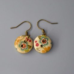 patterned button earrings length 15mm width 15mm