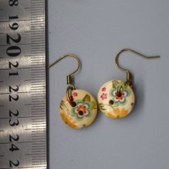 patterned button earrings length 15mm width 15mm 2