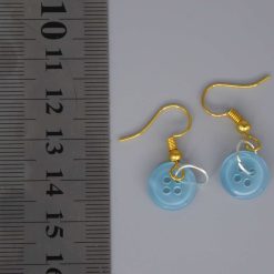 blue button earrings length 10mm width 10mm
