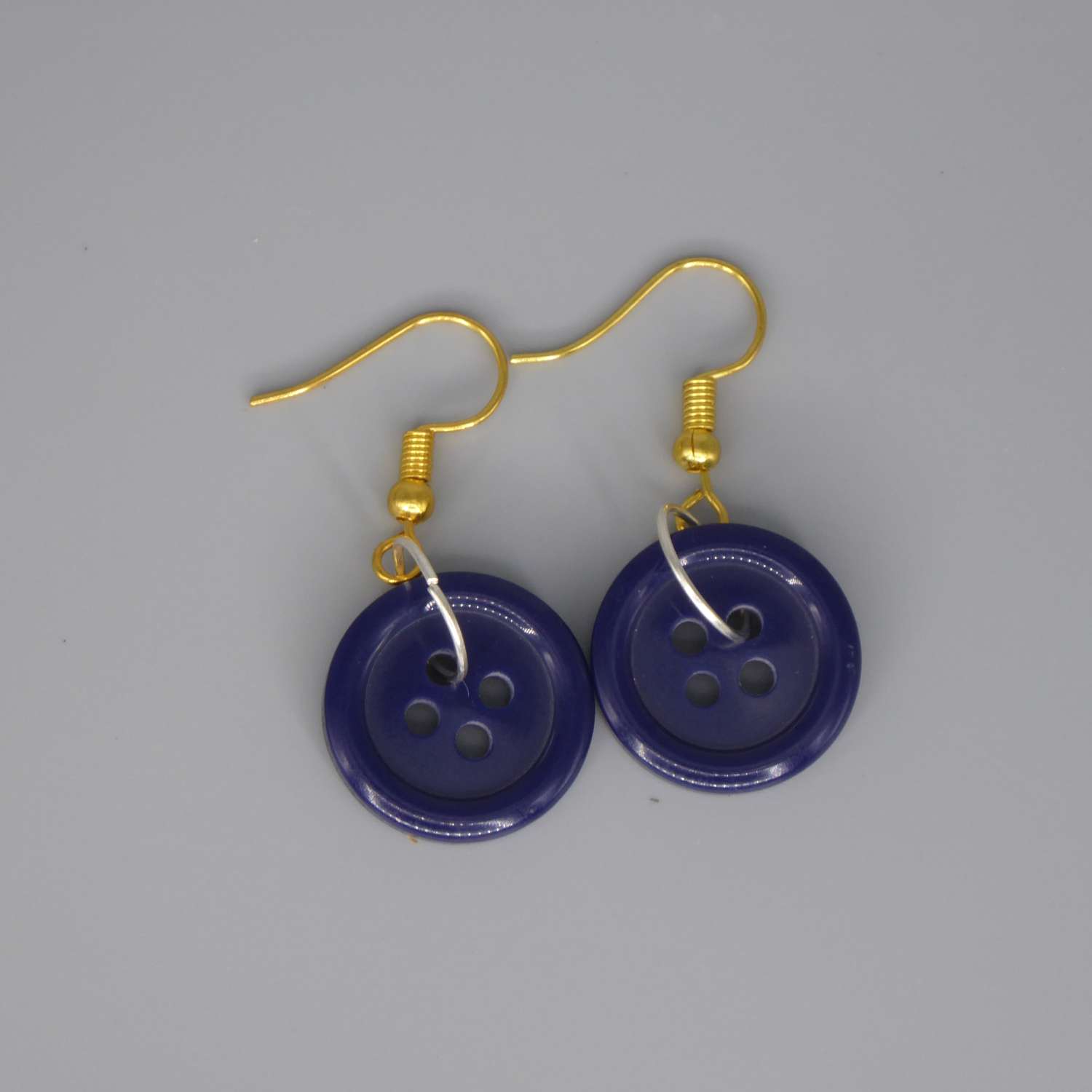 blue button earrings length 18mm width 18mm blue button earrings length 18mm width 18mm