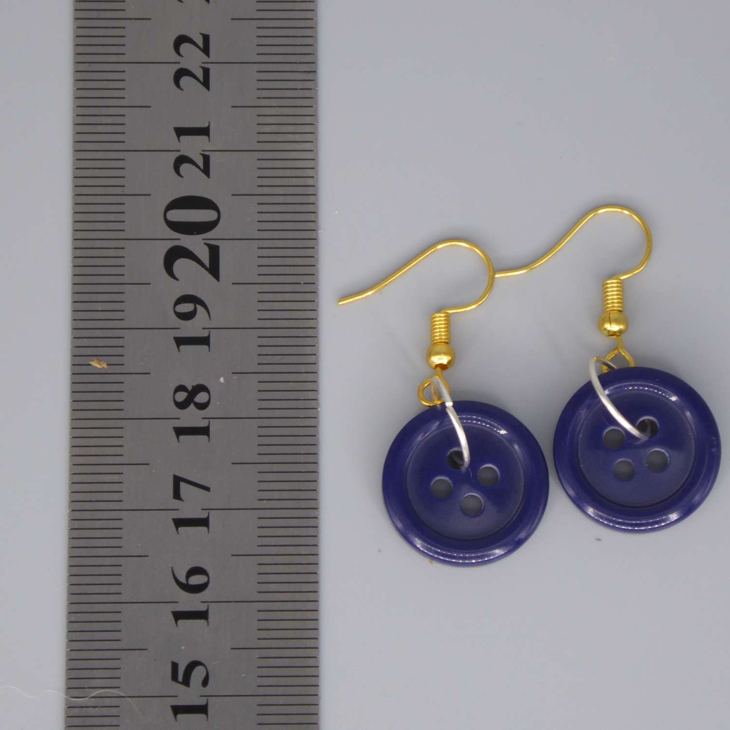 blue button earrings length 18mm width 18mm blue button earrings length 18mm width 18mm