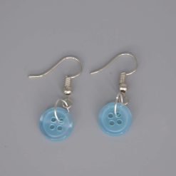 blue button earrings length 10mm width 10mm