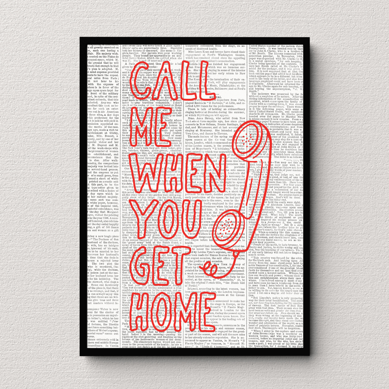 Call Me Newspaper Wall Art Poster Print Call Me Newspaper Wall Art Poster Print
