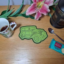 VINTAGE CAR DESIGN Shaped Large Drinks Coaster, Mug rug