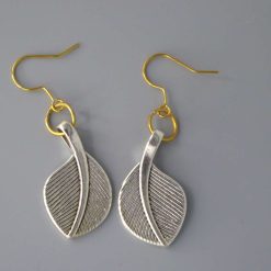 silver leaf earrings length 26mm width 16mm