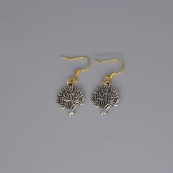 silver plated tree dangle earrings length 19mm width 16mm