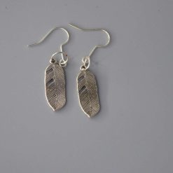 silver feather earrings length 50mm width 9mm