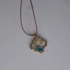 Boho brown bunny star Corded Necklace bird necklace length 42cm pendant 18mm