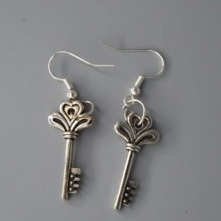 silver key earrings length 27mm width 12mm