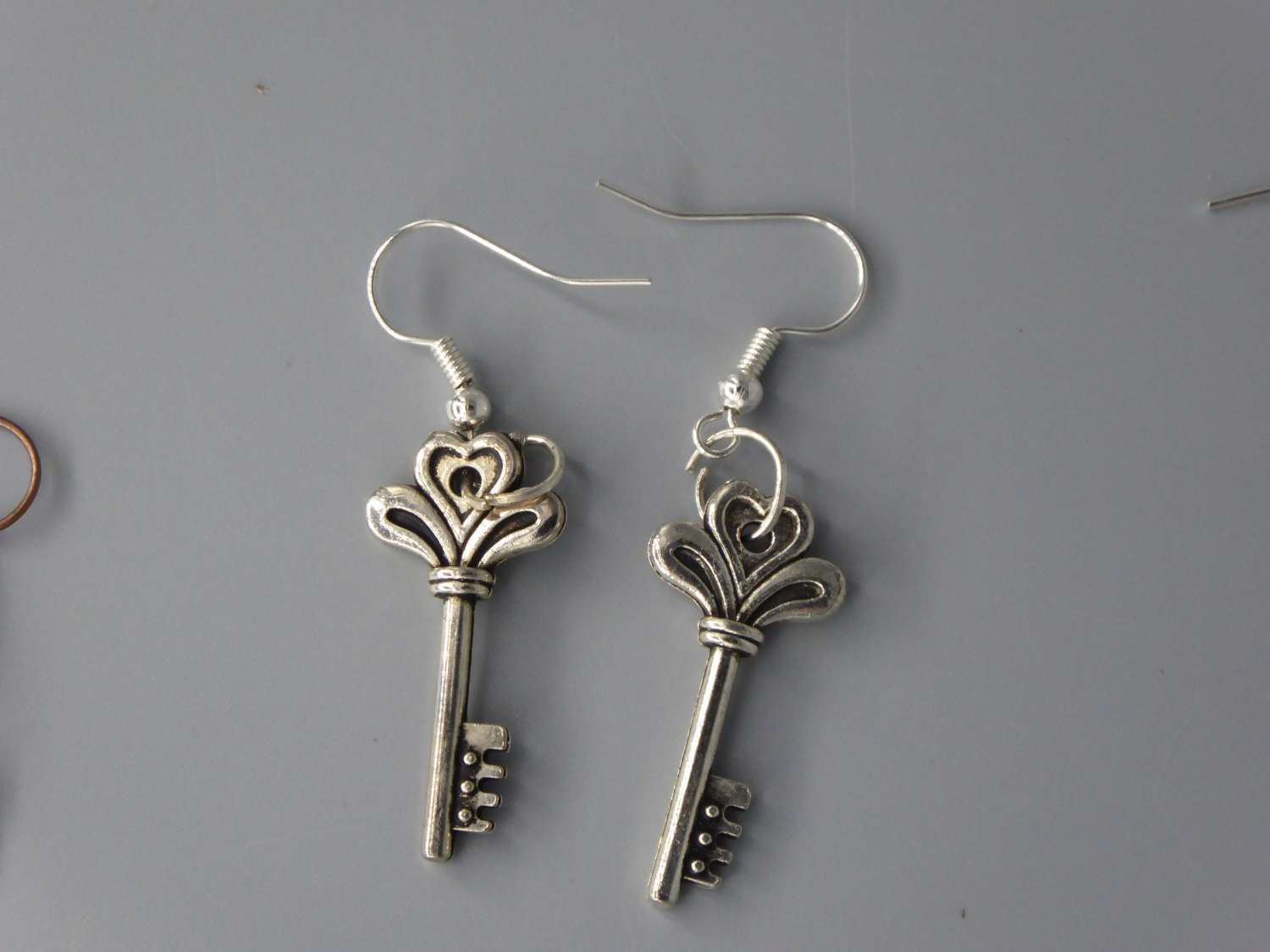 silver key earrings length 27mm width 12mm silver key earrings length 27mm width 12mm