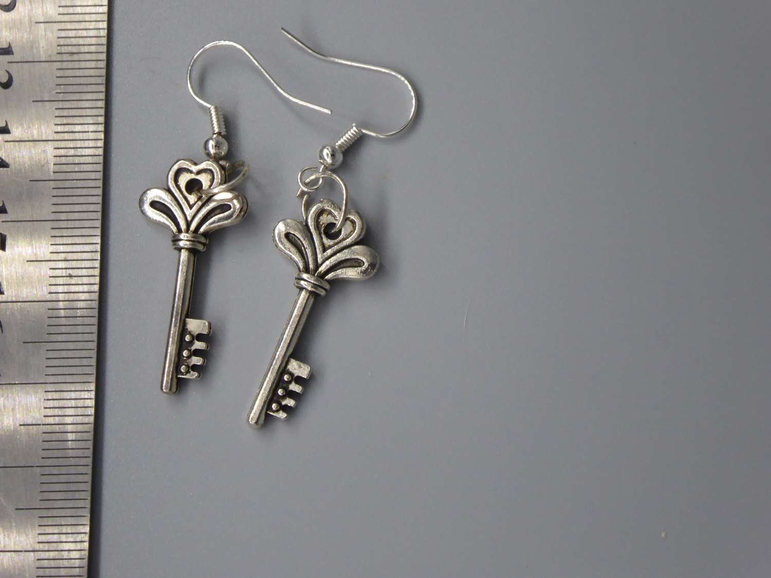 silver key earrings length 27mm width 12mm silver key earrings length 27mm width 12mm